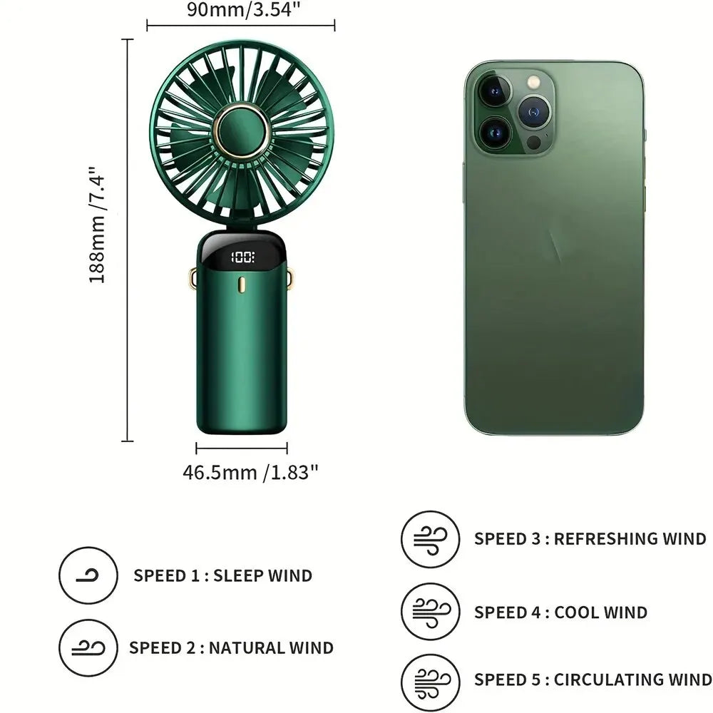 AeroGo™ 4000mAh Rechargeable Foldable Handheld & Neck Fan