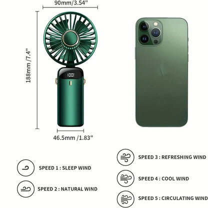 AeroGo™ 4000mAh Rechargeable Foldable Handheld & Neck Fan