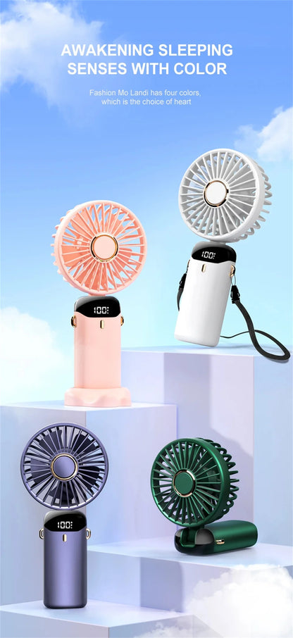 AeroGo™ 4000mAh Rechargeable Foldable Handheld & Neck Fan